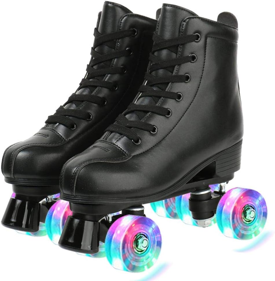 Roller Skates for Women Men, High Top PU Leather Classic Double-Row Roller Skates, Indoor Outdoor Roller Skates for Beginner a Shoes Bag - Image 2