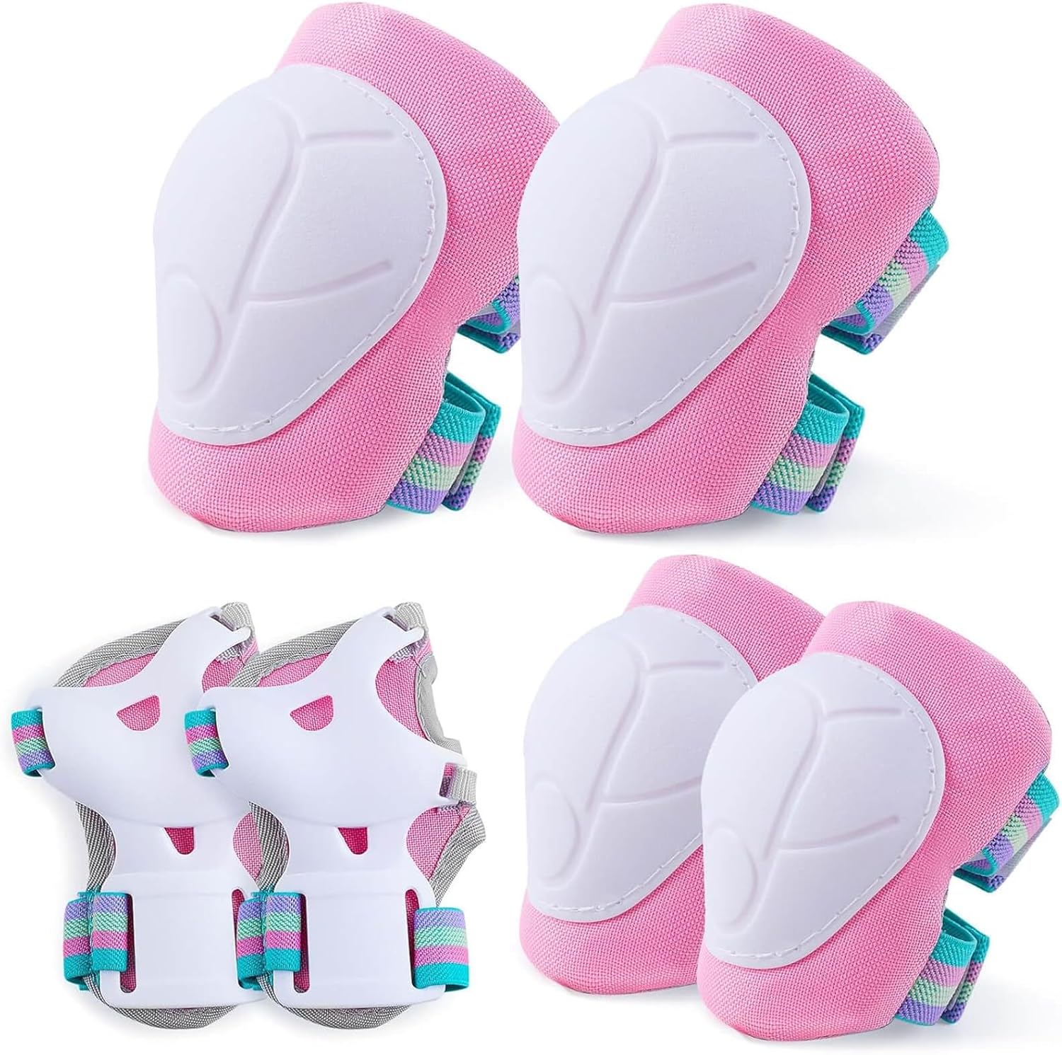 Knee Pads Children's Pads Set Inline Protectors 6 in 1 Protective Equipment Children's Elbow Pads Wrist Guards Protectors for 3-8 Years